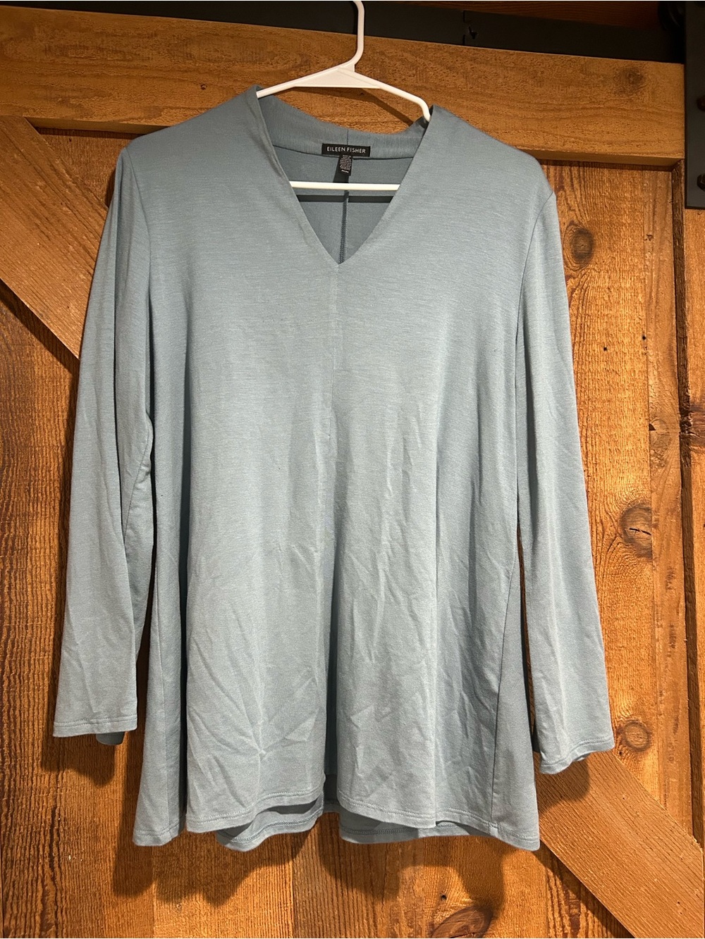 Eileen Fisher Light Blue V-Neck Long Sleeve Tunic